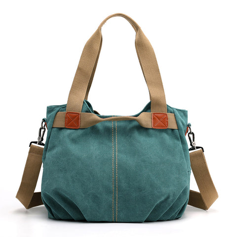 Darrahopens Home & Garden > Travel > Backpacks Light Green Women's Retro Canvas Tote Bag Large Capacity Shoulder Handbag Adjustable Crossbody Strap 35cm for Travel Work & Daily Use