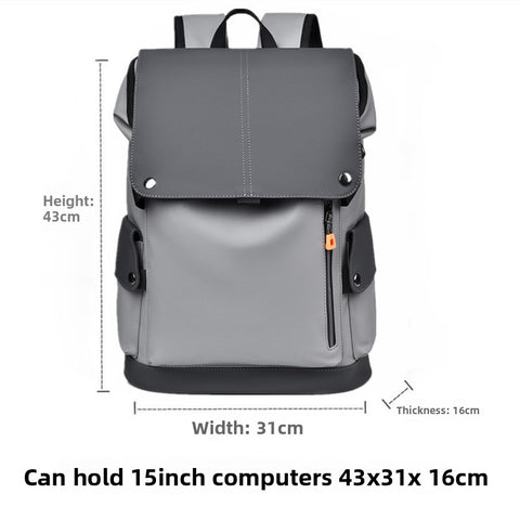 Darrahopens Home & Garden > Travel > Backpacks Light grey Men Large Capacity Business Laptop Backpack Waterproof PU Leather Travel Rucksack with USB Port for Work and Travel in Australia