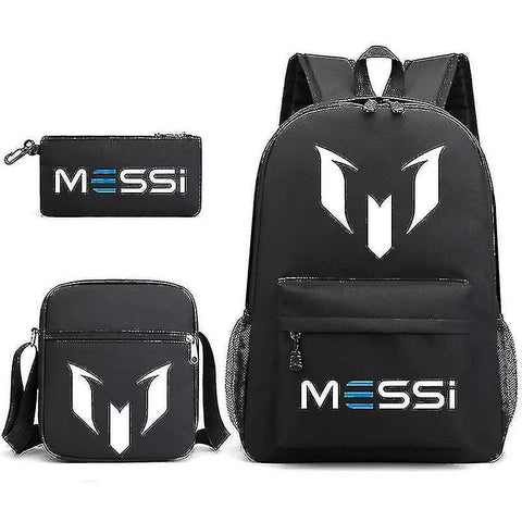 Darrahopens Home & Garden > Travel > Backpacks Messi Football Backpack 3pcs Travel Laptop Rucksack for Women Men Teenagers