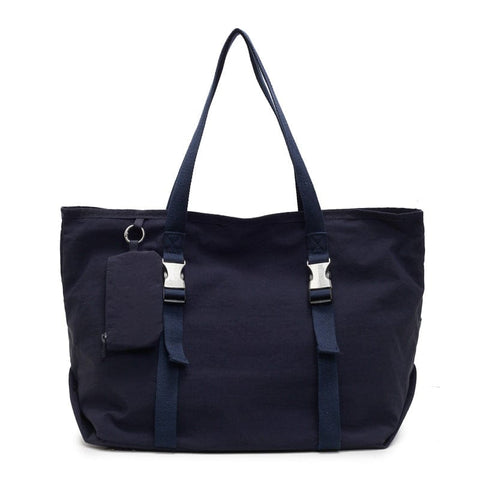 Darrahopens Home & Garden > Travel > Backpacks Navy Blue Modern Utility Tote Bag for Women - Large Capacity Shoulder Bag with Detachable Pouch for Work, School & Travel