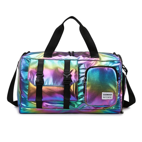 Darrahopens Home & Garden > Travel > Backpacks Pearl Color Iridescent Gym Bag with Wet-Dry Separation - Large Capacity Travel and Fitness Duffel