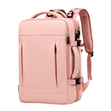 Darrahopens Home & Garden > Travel > Backpacks Pink Expandable Travel Laptop Backpack with USB Charging Port - Waterproof Nylon Business Bag with 11cm Depth Extension (45x32cm)