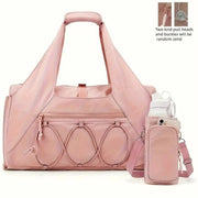 Darrahopens Home & Garden > Travel > Backpacks Pink High-Capacity Yoga Gym Duffel Set with Bonus Bottle Phone Pouch, Separate Shoe Compartment & Yoga Mat Strap