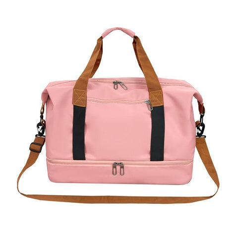 Darrahopens Home & Garden > Travel > Backpacks Pink Large Capacity Travel Duffel Bag for Women with Yoga Mat Holder and Shoe Compartment Water Resistant Weekend Bag Ideal for Local Gym and Travel Use