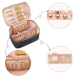 Darrahopens Home & Garden > Travel > Backpacks Pink Large Capacity Travel Makeup Bag Portable Cosmetic Case with Handle and Dividers Elegant Toiletry Organizer for Daily Use