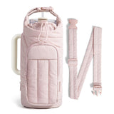 Darrahopens Home & Garden > Travel > Backpacks Pink Nylon Quilted Insulated Water Bottle Bag for 18-64oz Flask - Lightweight Sports & Travel Puffer Shockproof Protective Pouch