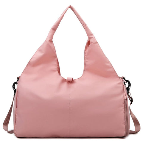 Darrahopens Home & Garden > Travel > Backpacks Pink Women Large Capacity Yoga Gym Bag with Shoe Compartment and Mat Strap Water Resistant Travel Duffel Lightweight Tote for Fitness and Weekend Trips