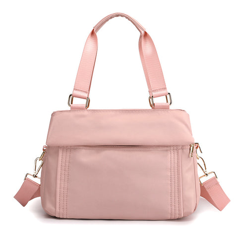 Darrahopens Home & Garden > Travel > Backpacks Pink Women's Large Capacity Water-Resistant Nylon Handbag Multi-Compartment Crossbody Shoulder Bag for Work Travel and Daily Use 30cm