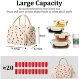 Darrahopens Home & Garden > Travel > Backpacks Pink Women's Large Corduroy Lunch Bag Insulated Thermal Tote Strawberry Print with Shoulder Strap for Work School & Picnics