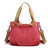 Darrahopens Home & Garden > Travel > Backpacks Pink Women's Retro Canvas Tote Bag Large Capacity Shoulder Handbag Adjustable Crossbody Strap 35cm for Travel Work & Daily Use
