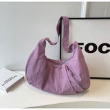 Darrahopens Home & Garden > Travel > Backpacks Purple Lightweight Crescent Crossbody Bag - Slouchy Nylon Hobo Purse for Casual Everyday Use