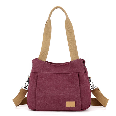 Darrahopens Home & Garden > Travel > Backpacks Purple Multi-functional Large Capacity Canvas Tote Bag - Versatile 3-Way Adjustable Shoulder and Crossbody Handbag for Work, Travel, and Daily Use