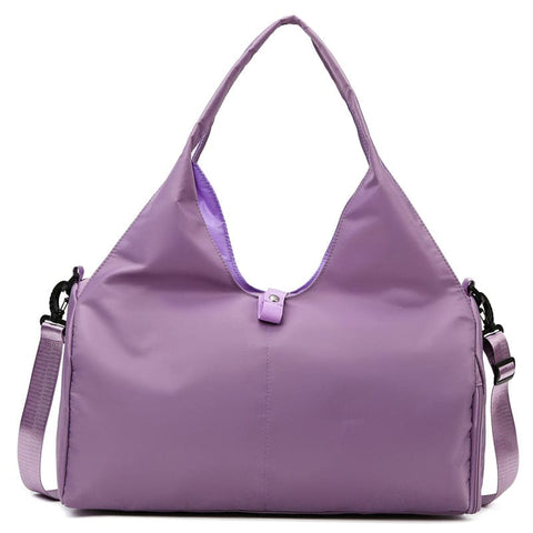 Darrahopens Home & Garden > Travel > Backpacks Purple Women Large Capacity Yoga Gym Bag with Shoe Compartment and Mat Strap Water Resistant Travel Duffel Lightweight Tote for Fitness and Weekend Trips