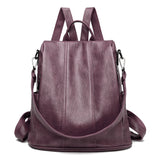 Darrahopens Home & Garden > Travel > Backpacks Purple Women's Anti-Theft Backpack Purse Soft Faux Leather Convertible Rucksack Shoulder Bag Large Capacity 31cm for Travel Work Daily Use