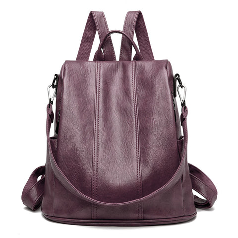 Darrahopens Home & Garden > Travel > Backpacks Purple Women's Anti-Theft Backpack Purse Soft Faux Leather Convertible Rucksack Shoulder Bag Large Capacity 31cm for Travel Work Daily Use