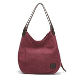 Darrahopens Home & Garden > Travel > Backpacks Purple Women's Canvas Hobo Handbag Multi-Compartment Shoulder Tote Bag Minimalist Casual Purse 30cm for Work Shopping & Travel