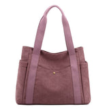 Darrahopens Home & Garden > Travel > Backpacks Purple Women's Large Canvas Tote Bag Minimalist Shoulder Handbag High Capacity 39cm for Work School & Travel