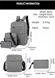 Darrahopens Home & Garden > Travel > Backpacks Red 3-PCS Multi-Functional & Lightweight Backpacks Set for Students - Large Capacity Durable Travel Daypack with USB Charging Port, Fit in 14-Inch Laptop Bag