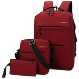 Darrahopens Home & Garden > Travel > Backpacks Red 3-PCS Multi-Functional & Lightweight Backpacks Set for Students - Large Capacity Durable Travel Daypack with USB Charging Port, Fit in 14-Inch Laptop Bag