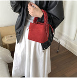 Darrahopens Home & Garden > Travel > Backpacks Red Retro Maillard Brown Mini Bag - 2025 New Casual Versatile Women's Crossbody & Exquisite Braided Handle Bucket Bag (15x12x14 cm)