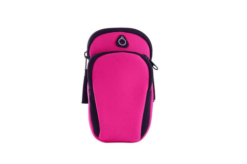Darrahopens Home & Garden > Travel > Backpacks Rose red Sports Running Armband Bag Water Resistant Phone Pouch with Dual Zipper Pockets Earphone Hole for Gym Jogging Cycling Fits 6.5 Inch Smartphones