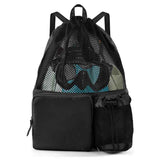 Darrahopens Home & Garden > Travel > Backpacks Swim Bag Beach Backpack with Wet Pocket Mesh Drawstring Bags for Swimming, Gym(Expand size 40 * 47cm,black)