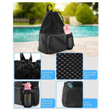 Darrahopens Home & Garden > Travel > Backpacks Swim Bag Beach Backpack with Wet Pocket Mesh Drawstring Bags for Swimming, Gym(Expand size 40 * 47cm,black)