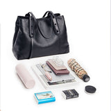 Darrahopens Home & Garden > Travel > Backpacks Top-Grain Leather Contrast Tote: Large Capacity Commuter Shoulder & Handbag, Fabric Lining。(black)