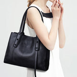 Darrahopens Home & Garden > Travel > Backpacks Top-Grain Leather Contrast Tote: Large Capacity Commuter Shoulder & Handbag, Fabric Lining.(Gray with brown)