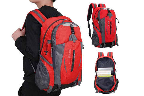 Darrahopens Home & Garden > Travel > Backpacks Water-resistant Hiking Backpack Travel Camping Nylon Outdoor Bag for Men and Women -Red