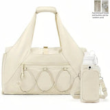 Darrahopens Home & Garden > Travel > Backpacks White High-Capacity Yoga Gym Duffel Set with Bonus Bottle Phone Pouch, Separate Shoe Compartment & Yoga Mat Strap