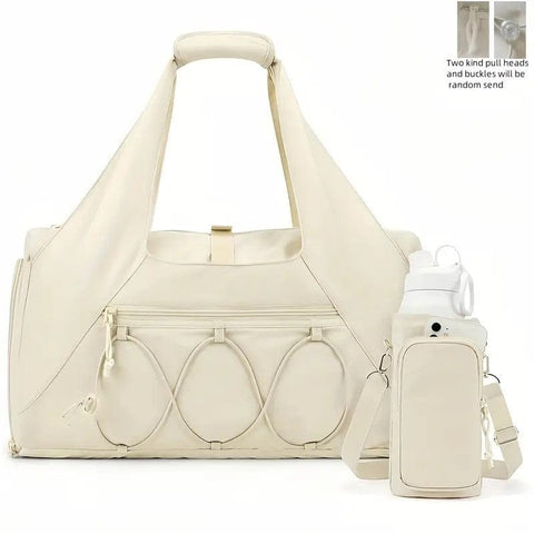 Darrahopens Home & Garden > Travel > Backpacks White High-Capacity Yoga Gym Duffel Set with Bonus Bottle Phone Pouch, Separate Shoe Compartment & Yoga Mat Strap