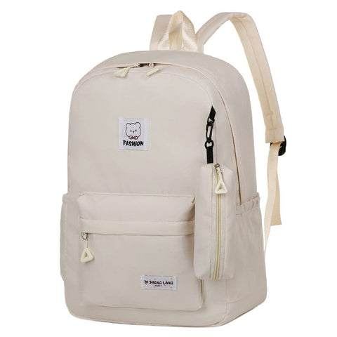 Darrahopens Home & Garden > Travel > Backpacks White Large Capacity Travel Backpack for Girls - Waterproof School Bag with Detachable Pencil Case