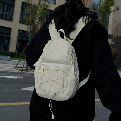 Darrahopens Home & Garden > Travel > Backpacks White Mini Lightweight Drawstring Backpack for Women - Small Casual Travel Daypack