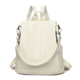 Darrahopens Home & Garden > Travel > Backpacks White Women's Anti-Theft Backpack Purse Soft Faux Leather Convertible Rucksack Shoulder Bag Large Capacity 31cm for Travel Work Daily Use