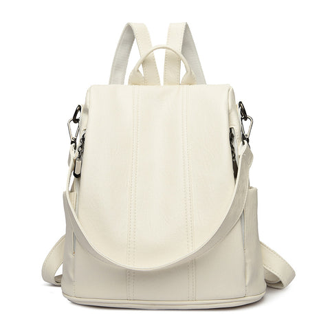 Darrahopens Home & Garden > Travel > Backpacks White Women's Anti-Theft Backpack Purse Soft Faux Leather Convertible Rucksack Shoulder Bag Large Capacity 31cm for Travel Work Daily Use