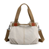 Darrahopens Home & Garden > Travel > Backpacks White Women's Retro Canvas Tote Bag Large Capacity Shoulder Handbag Adjustable Crossbody Strap 35cm for Travel Work & Daily Use