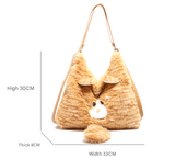 Darrahopens Home & Garden > Travel > Backpacks Yellow Adorable Fluffy Cat Shoulder Bag - Cute Plush Kitten Novelty Handbag for Girls & Women