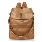 Darrahopens Home & Garden > Travel > Backpacks Yellow Stylish Anti-Theft Backpack for Women - Vintage PU Leather Convertible Rucksack & Shoulder Bag