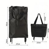 Darrahopens Home & Garden > Travel > Duffel Bags 2-in-1 Collapsible Shopping Trolley with Wheels – Foldable Grocery Cart, Reusable Waterproof Oxford Bag for Supermarket, Picnic & Travel (Black)