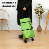 Darrahopens Home & Garden > Travel > Duffel Bags 2-in-1 Collapsible Shopping Trolley with Wheels – Foldable Grocery Cart, Reusable Waterproof Oxford Bag for Supermarket, Picnic & Travel (Green)