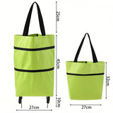 Darrahopens Home & Garden > Travel > Duffel Bags 2-in-1 Collapsible Shopping Trolley with Wheels – Foldable Grocery Cart, Reusable Waterproof Oxford Bag for Supermarket, Picnic & Travel (Green)