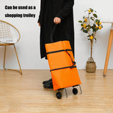 Darrahopens Home & Garden > Travel > Duffel Bags 2-in-1 Collapsible Shopping Trolley with Wheels – Foldable Grocery Cart, Reusable Waterproof Oxford Bag for Supermarket, Picnic & Travel (Orange)