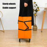 Darrahopens Home & Garden > Travel > Duffel Bags 2-in-1 Collapsible Shopping Trolley with Wheels – Foldable Grocery Cart, Reusable Waterproof Oxford Bag for Supermarket, Picnic & Travel (Orange)