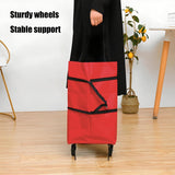 Darrahopens Home & Garden > Travel > Duffel Bags 2-in-1 Collapsible Shopping Trolley with Wheels – Foldable Grocery Cart, Reusable Waterproof Oxford Bag for Supermarket, Picnic & Travel (Red)