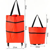 Darrahopens Home & Garden > Travel > Duffel Bags 2-in-1 Collapsible Shopping Trolley with Wheels – Foldable Grocery Cart, Reusable Waterproof Oxford Bag for Supermarket, Picnic & Travel (Red)