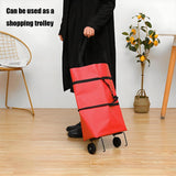 Darrahopens Home & Garden > Travel > Duffel Bags 2-in-1 Collapsible Shopping Trolley with Wheels – Foldable Grocery Cart, Reusable Waterproof Oxford Bag for Supermarket, Picnic & Travel (Red)