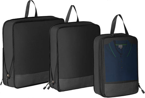 Darrahopens Home & Garden > Travel > Duffel Bags 3pcs Compression Packing Cubes Expandable Luggage Organizers for Travel