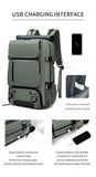 Darrahopens Home & Garden > Travel > Duffel Bags 4-in-1 Convertible Travel Backpack & Briefcase - Large Capacity, 16" Laptop Compartment, USB Port(Black)