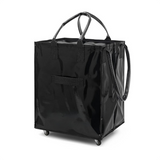 Darrahopens Home & Garden > Travel > Duffel Bags Black Portable Folding Shopping Trolley Bag(50x40x30CM) - Durable Woven Fabric, Reusable Grocery Bag with Wheels for Effortless Travel